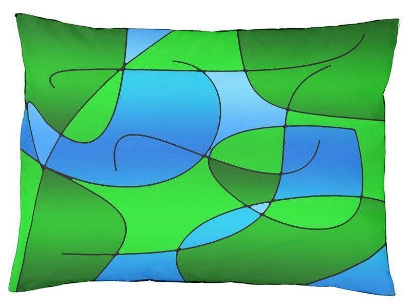 Dog Beds-ABSTRACT CURVES #1 Indoor/Outdoor Dog Beds-Greens &amp; Light Blues-from COLORADDICTED.COM-