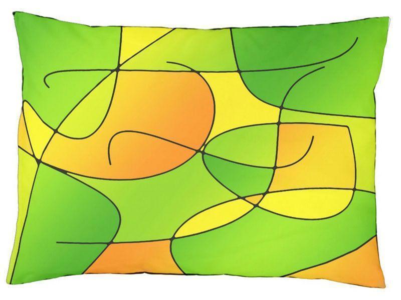 Dog Beds-ABSTRACT CURVES #1 Indoor/Outdoor Dog Beds-Greens, Oranges &amp; Yellows-from COLORADDICTED.COM-