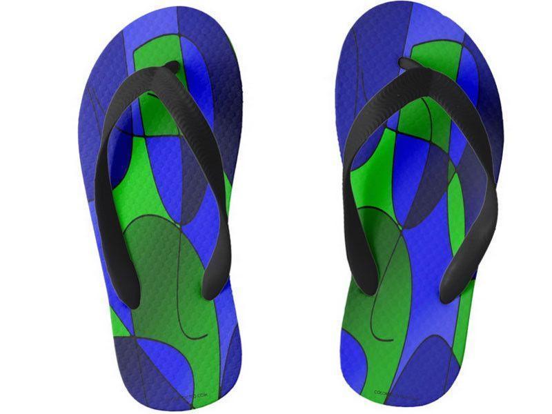 Kids Flip Flops-ABSTRACT CURVES #1 Kids Flip Flops-Blues &amp; Greens-from COLORADDICTED.COM-