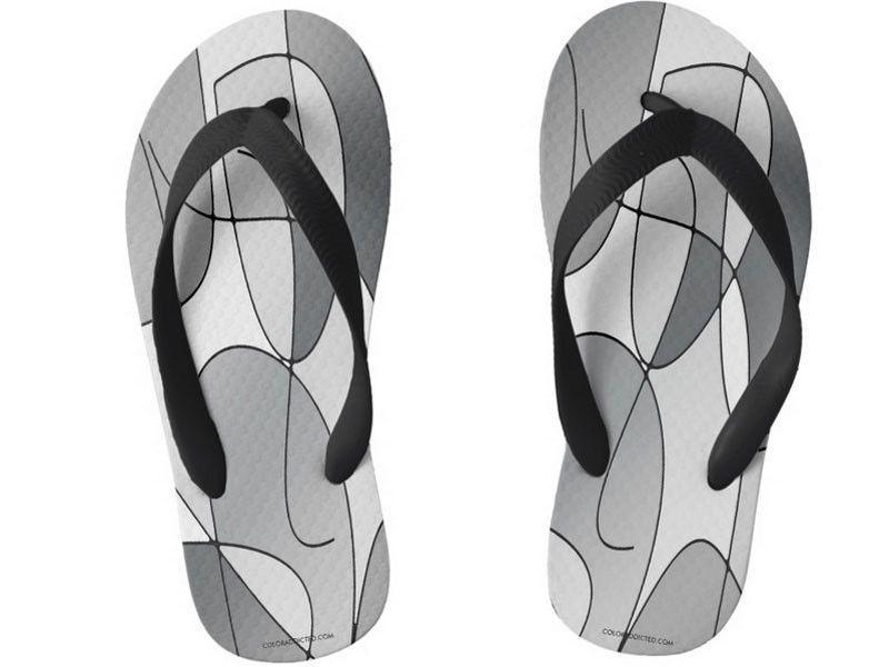 Kids Flip Flops-ABSTRACT CURVES #1 Kids Flip Flops-Grays &amp; White-from COLORADDICTED.COM-