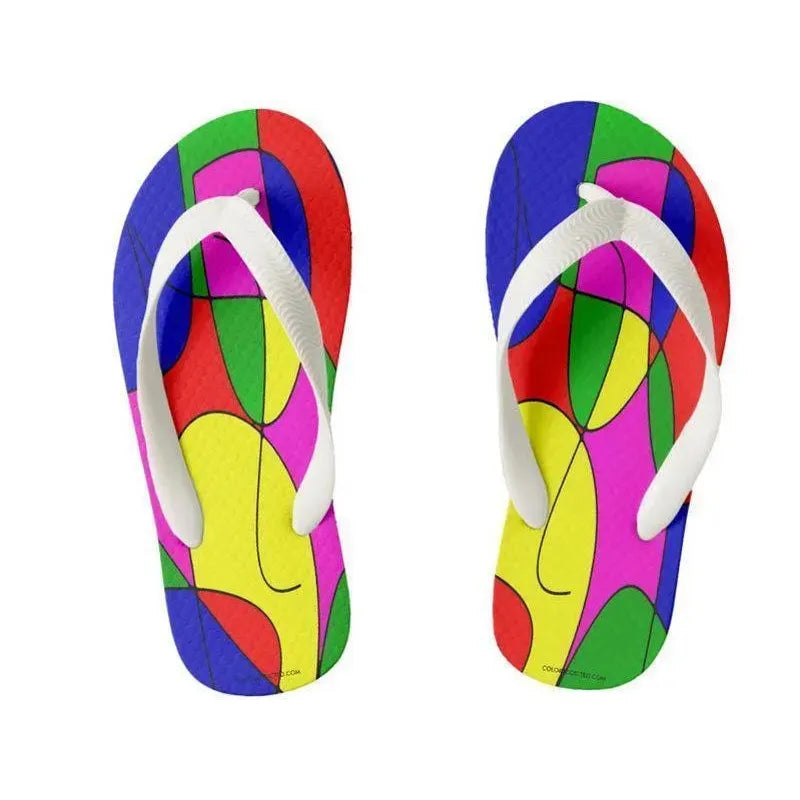 Kids Flip Flops-ABSTRACT CURVES #1 Kids Flip Flops-Multicolor Bright-from COLORADDICTED.COM-