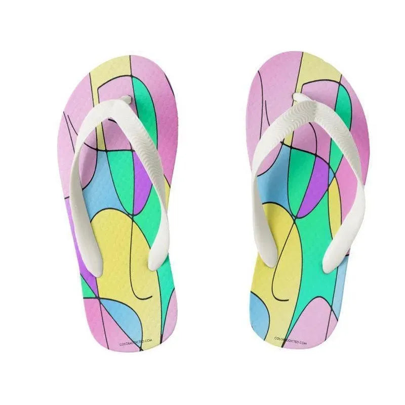 Kids Flip Flops-ABSTRACT CURVES #1 Kids Flip Flops-Multicolor Light-from COLORADDICTED.COM-