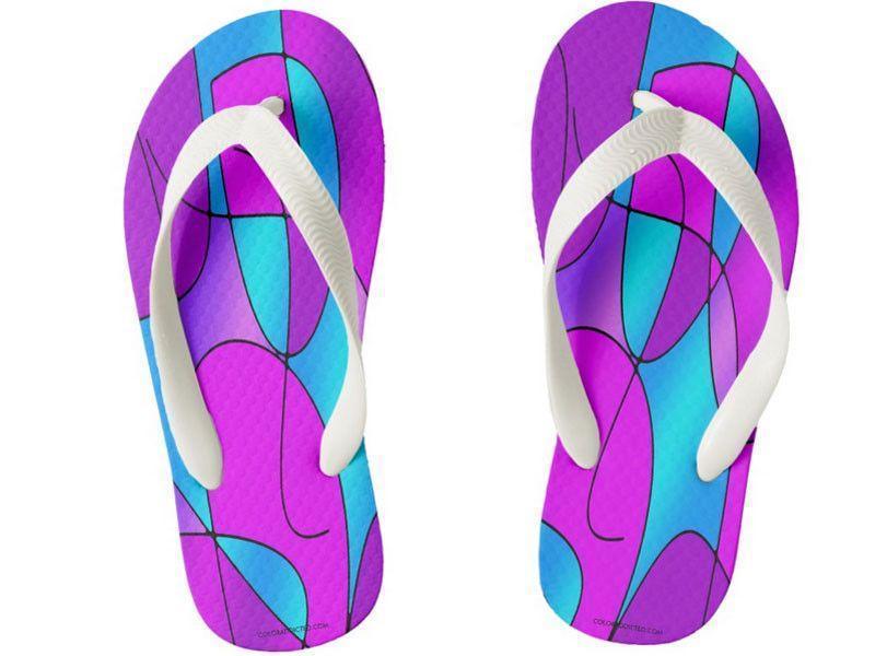 Kids Flip Flops-ABSTRACT CURVES #1 Kids Flip Flops-Purples &amp; Fuchsias &amp; Magentas &amp; Turquoises-from COLORADDICTED.COM-
