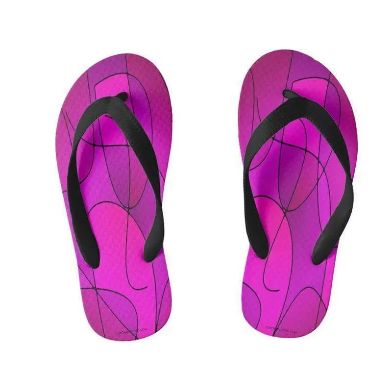 Kids Flip Flops-ABSTRACT CURVES #1 Kids Flip Flops-Purples &amp; Fuchsias &amp; Magentas-from COLORADDICTED.COM-
