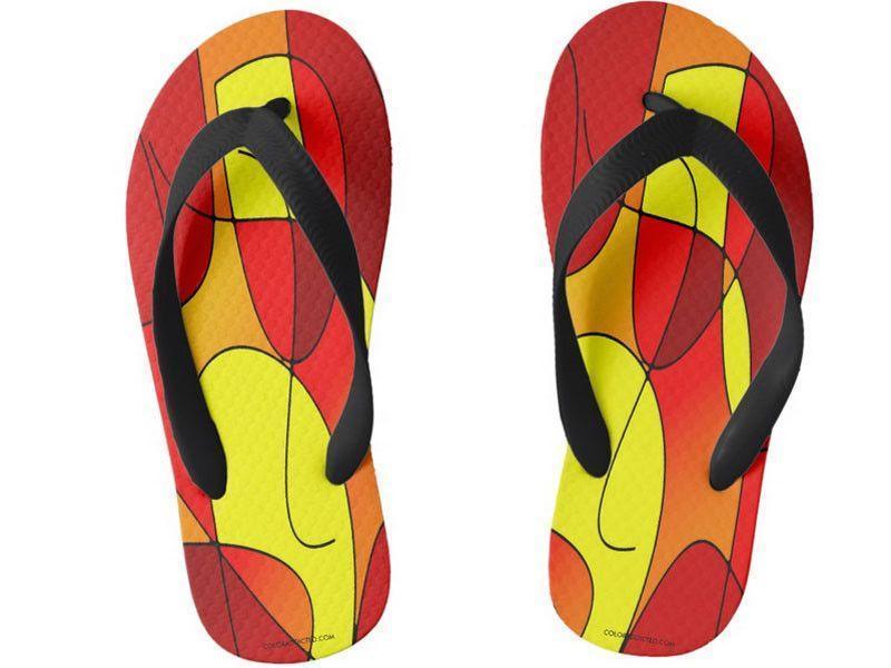 Kids Flip Flops-ABSTRACT CURVES #1 Kids Flip Flops-Reds &amp; Oranges &amp; Yellows-from COLORADDICTED.COM-