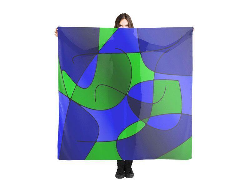Large Square Scarves &amp; Shawls-ABSTRACT CURVES #1 Large Square Scarves &amp; Shawls-Blues &amp; Greens-from COLORADDICTED.COM-