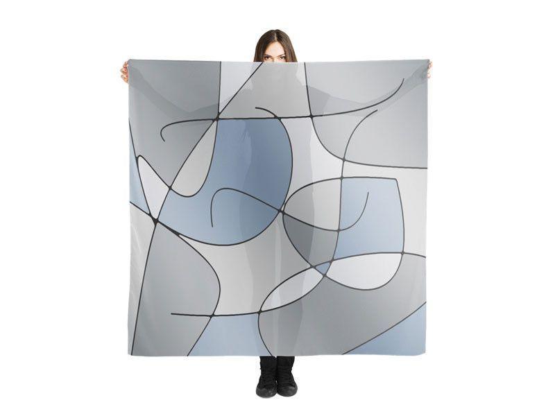 Large Square Scarves &amp; Shawls-ABSTRACT CURVES #1 Large Square Scarves &amp; Shawls-Grays-from COLORADDICTED.COM-