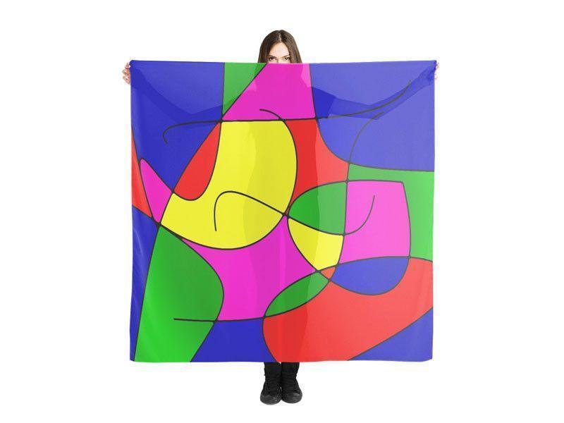 Large Square Scarves &amp; Shawls-ABSTRACT CURVES #1 Large Square Scarves &amp; Shawls-Multicolor Bright-from COLORADDICTED.COM-