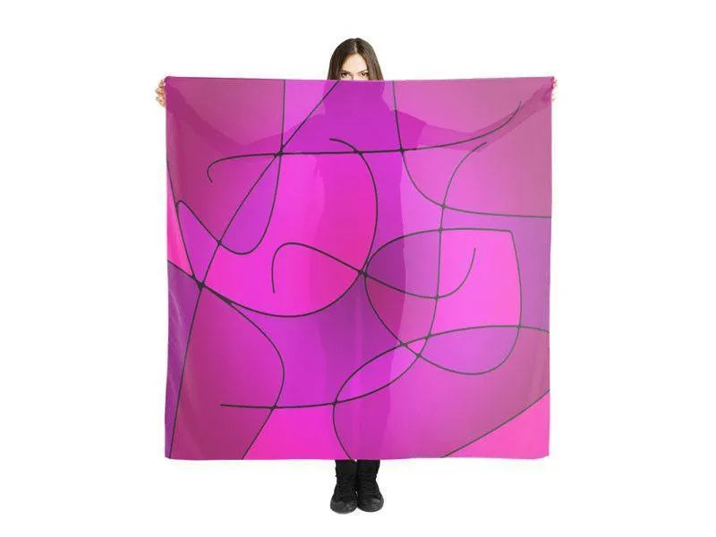 Large Square Scarves & Shawls-ABSTRACT CURVES #1 Large Square Scarves & Shawls-Purples & Fuchsias & Magentas-from COLORADDICTED.COM-