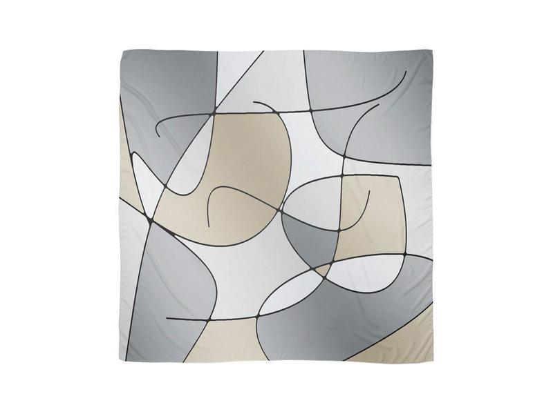 Large Square Scarves & Shawls-ABSTRACT CURVES #1 Large Square Scarves & Shawls-Grays & Beiges-from COLORADDICTED.COM-