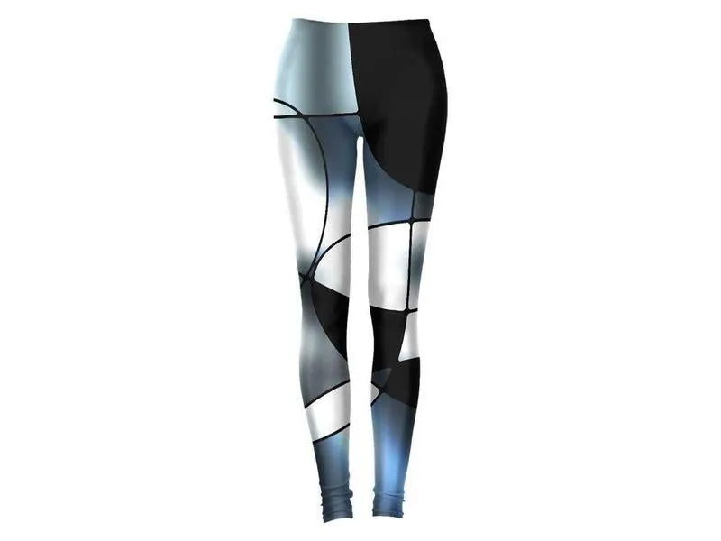 Leggings-ABSTRACT CURVES #1 Leggings-Black & Grays & White-from COLORADDICTED.COM-