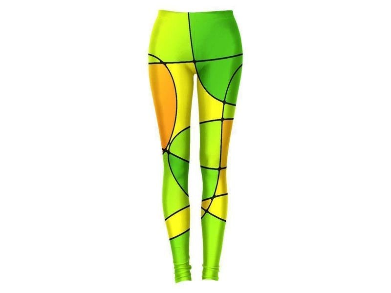 Leggings-ABSTRACT CURVES #1 Leggings-Greens &amp; Oranges &amp; Yellows-from COLORADDICTED.COM-