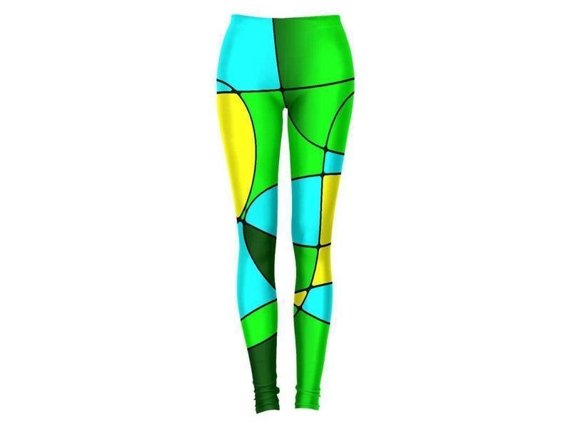 Leggings-ABSTRACT CURVES #1 Leggings-Greens &amp; Yellows &amp; Light Blues-from COLORADDICTED.COM-