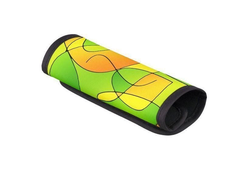 Luggage Handle Wraps-ABSTRACT CURVES #1 Luggage Handle Wraps-Greens &amp; Oranges &amp; Yellows-from COLORADDICTED.COM-
