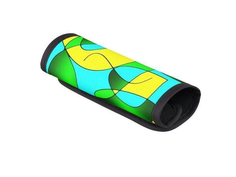 Luggage Handle Wraps-ABSTRACT CURVES #1 Luggage Handle Wraps-Greens &amp; Yellows &amp; Light Blues-from COLORADDICTED.COM-