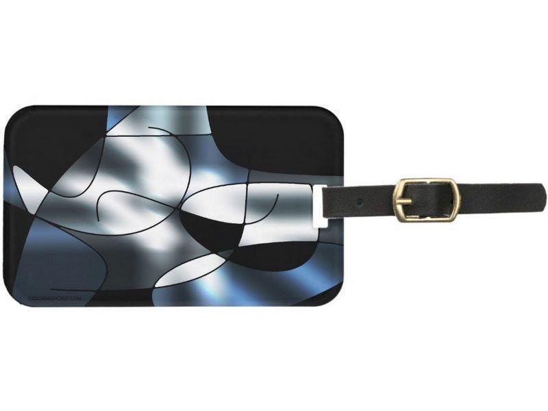 Luggage Tags-ABSTRACT CURVES #1 Luggage Tags-Black, Grays &amp; White-from COLORADDICTED.COM-