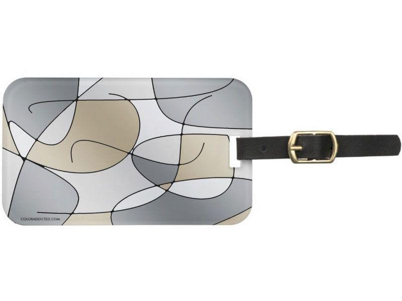 Luggage Tags-ABSTRACT CURVES #1 Luggage Tags-Grays &amp; Beiges-from COLORADDICTED.COM-