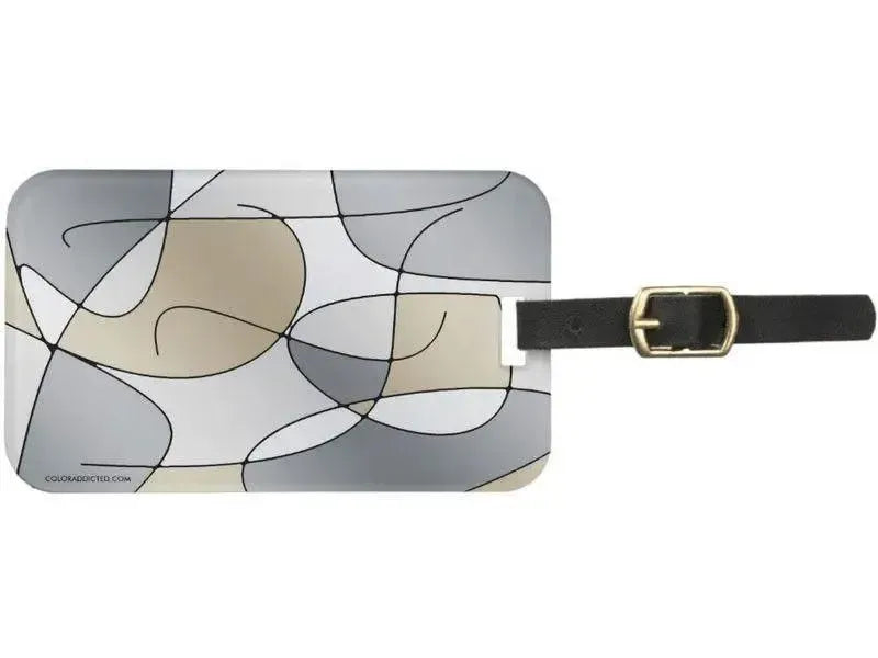 Luggage Tags-ABSTRACT CURVES #1 Luggage Tags-Grays & Beiges-from COLORADDICTED.COM-