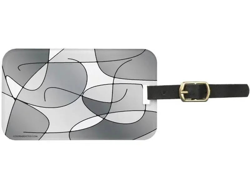 Luggage Tags-ABSTRACT CURVES #1 Luggage Tags-Grays & White-from COLORADDICTED.COM-