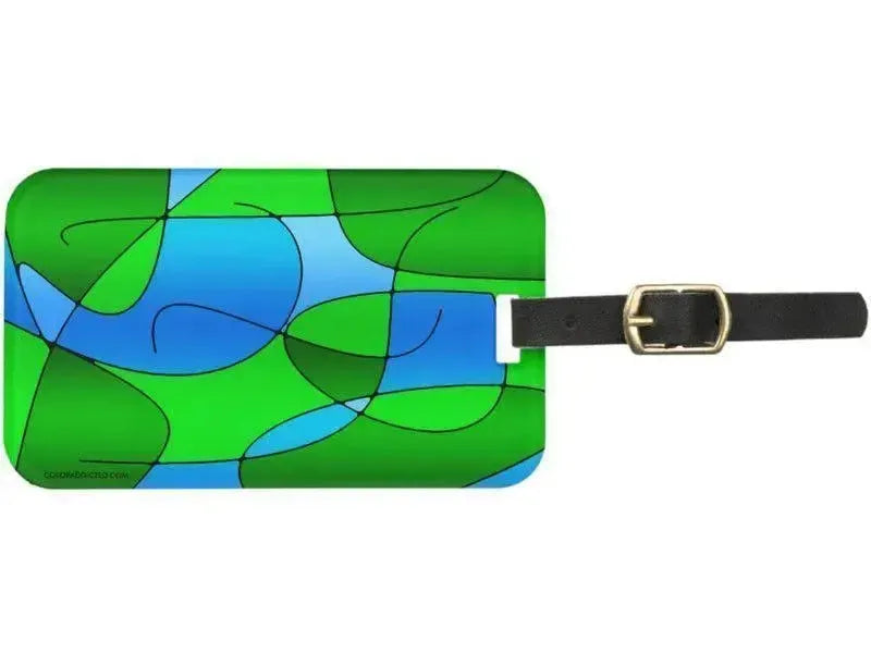 Luggage Tags-ABSTRACT CURVES #1 Luggage Tags-Greens & Light Blues-from COLORADDICTED.COM-
