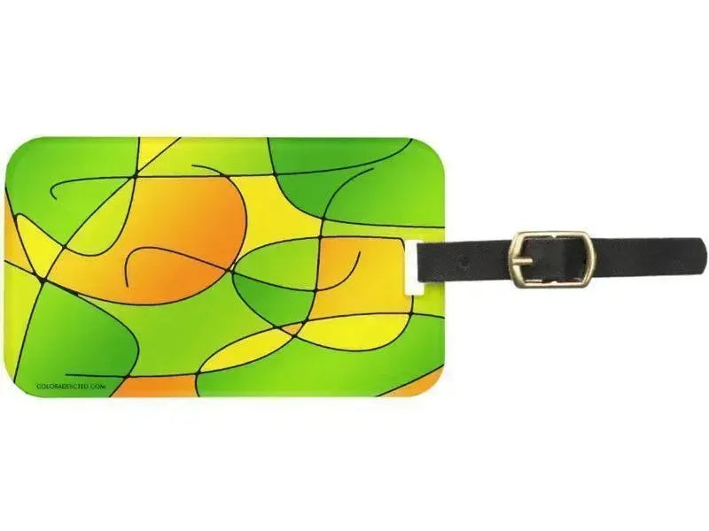 Luggage Tags-ABSTRACT CURVES #1 Luggage Tags-Greens, Oranges & Yellows-from COLORADDICTED.COM-
