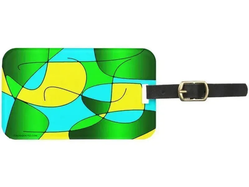 Luggage Tags-ABSTRACT CURVES #1 Luggage Tags-Greens, Yellows & Light Blues-from COLORADDICTED.COM-