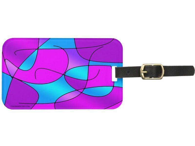 Luggage Tags-ABSTRACT CURVES #1 Luggage Tags-Purples, Fuchsias, Magentas & Turquoises-from COLORADDICTED.COM-