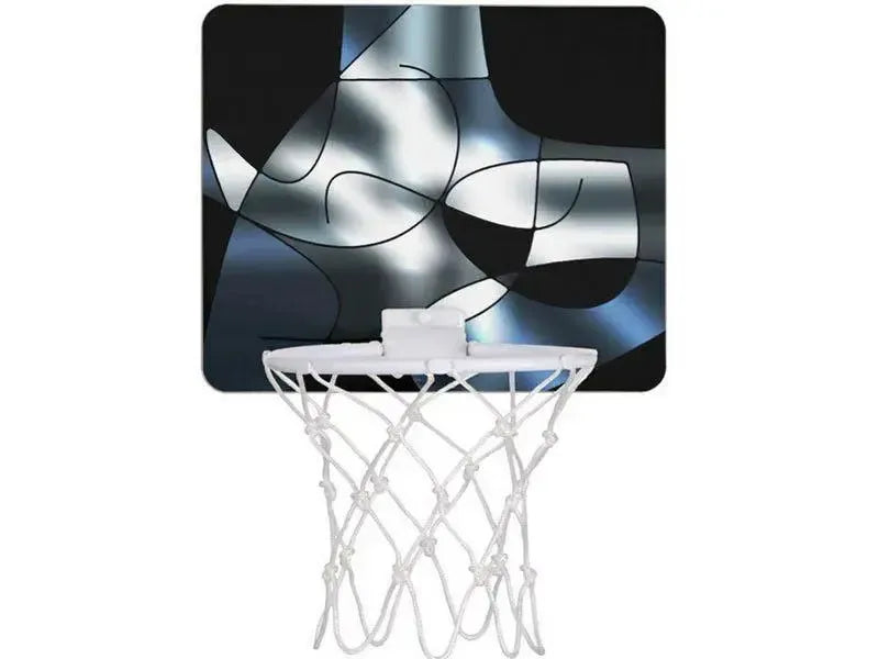 Mini Basketball Hoops-ABSTRACT CURVES #1 Mini Basketball Hoops-Black & Grays & White-from COLORADDICTED.COM-
