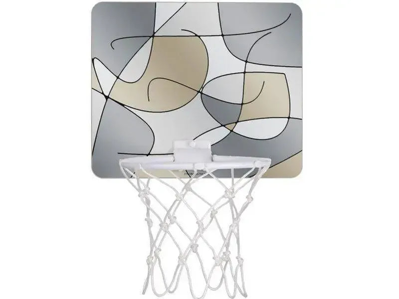 Mini Basketball Hoops-ABSTRACT CURVES #1 Mini Basketball Hoops-Grays & Beiges-from COLORADDICTED.COM-
