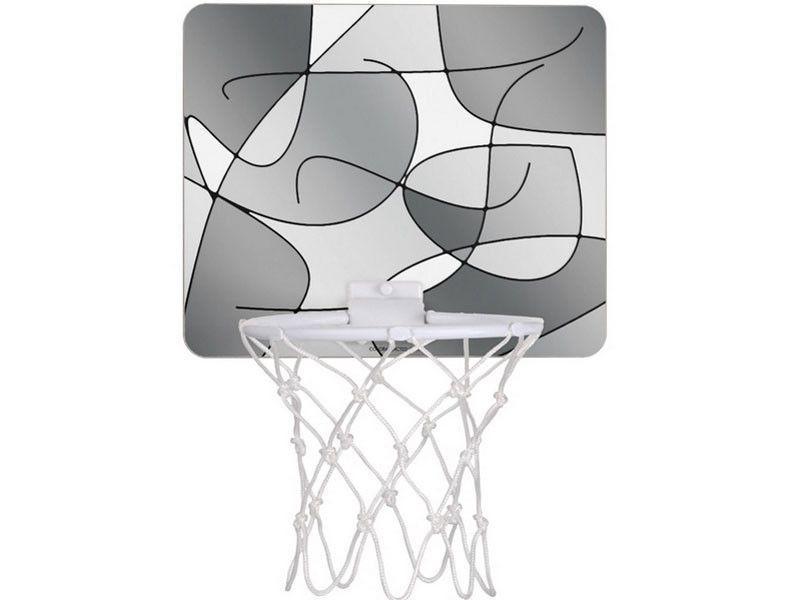 Mini Basketball Hoops-ABSTRACT CURVES #1 Mini Basketball Hoops-Grays &amp; White-from COLORADDICTED.COM-