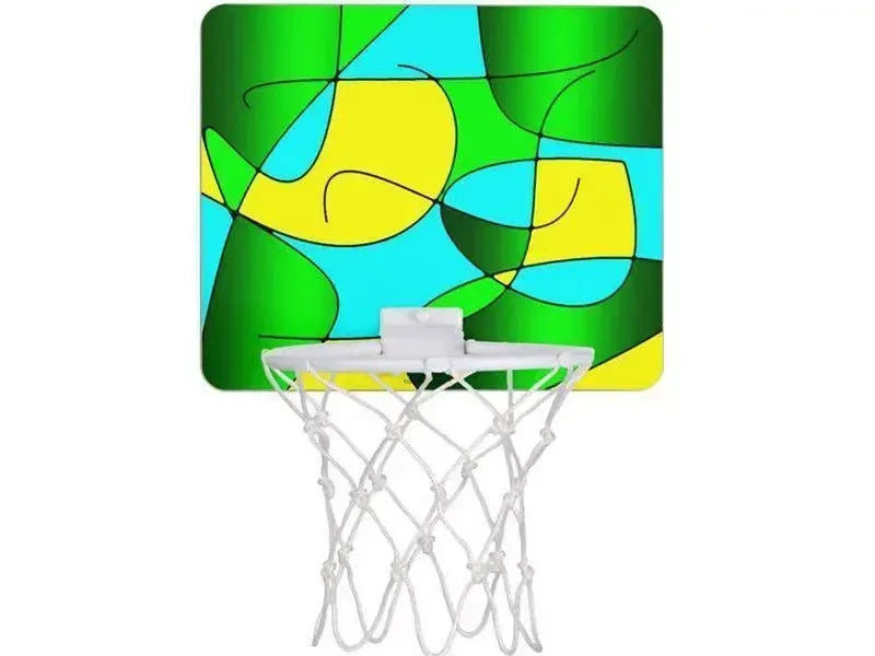 Mini Basketball Hoops-ABSTRACT CURVES #1 Mini Basketball Hoops-Greens & Yellows & Light Blues-from COLORADDICTED.COM-
