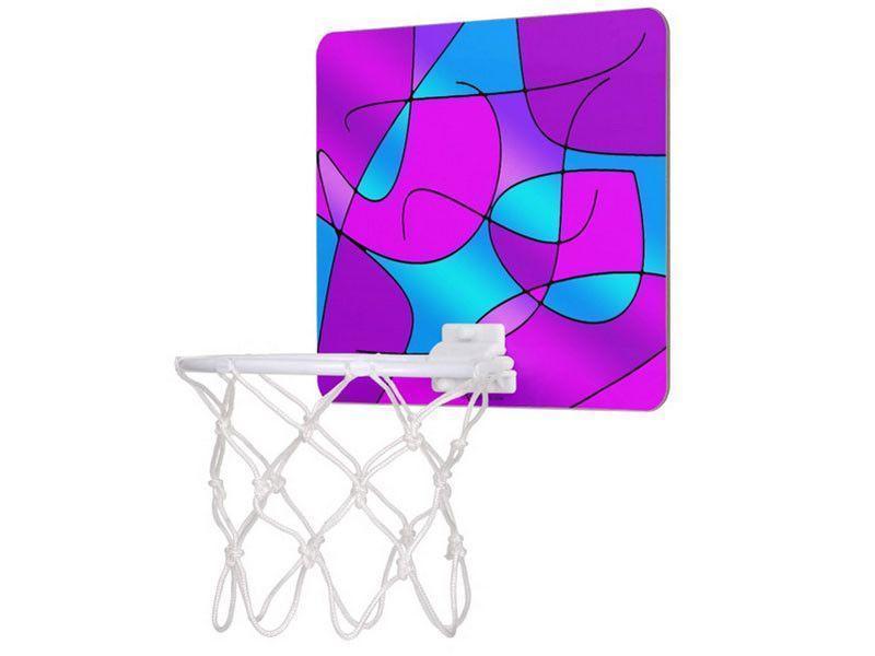 Mini Basketball Hoops-ABSTRACT CURVES #1 Mini Basketball Hoops-Purples & Fuchsias & Magentas & Turquoises-from COLORADDICTED.COM-