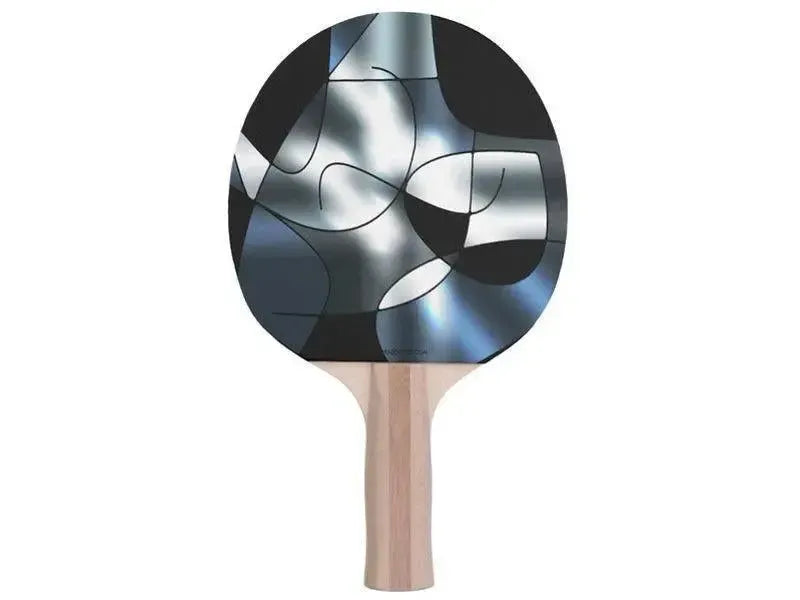 Ping Pong Paddles-ABSTRACT CURVES #1 Ping Pong Paddles-Black & Grays & White-from COLORADDICTED.COM-