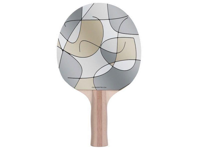 Ping Pong Paddles-ABSTRACT CURVES #1 Ping Pong Paddles-Grays &amp; Beiges-from COLORADDICTED.COM-
