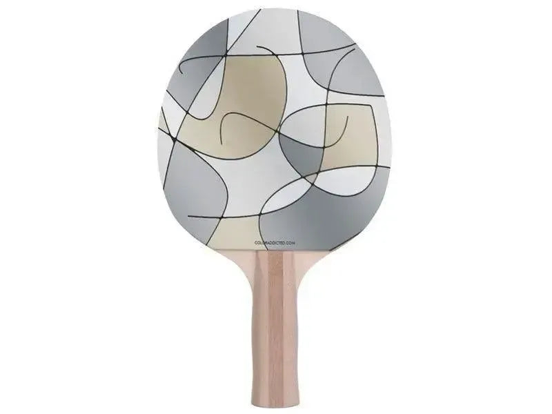 Ping Pong Paddles-ABSTRACT CURVES #1 Ping Pong Paddles-Grays & Beiges-from COLORADDICTED.COM-