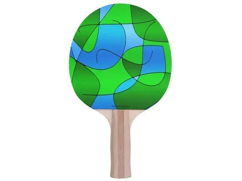 Ping Pong Paddles-ABSTRACT CURVES #1 Ping Pong Paddles-Greens & Light Blues-from COLORADDICTED.COM-