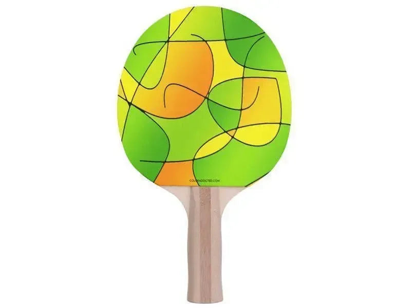 Ping Pong Paddles-ABSTRACT CURVES #1 Ping Pong Paddles-Greens & Oranges & Yellows-from COLORADDICTED.COM-