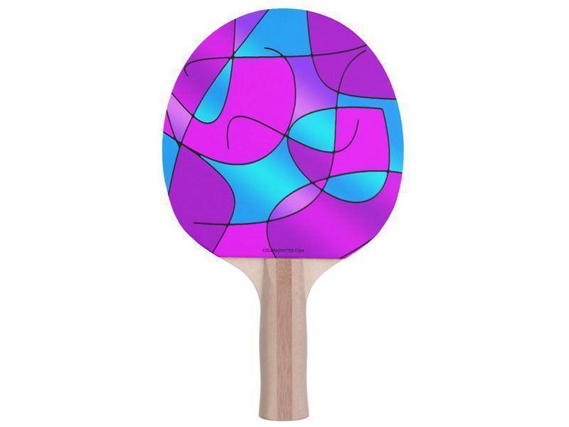 Ping Pong Paddles-ABSTRACT CURVES #1 Ping Pong Paddles-Purples & Fuchsias & Magentas & Turquoises-from COLORADDICTED.COM-