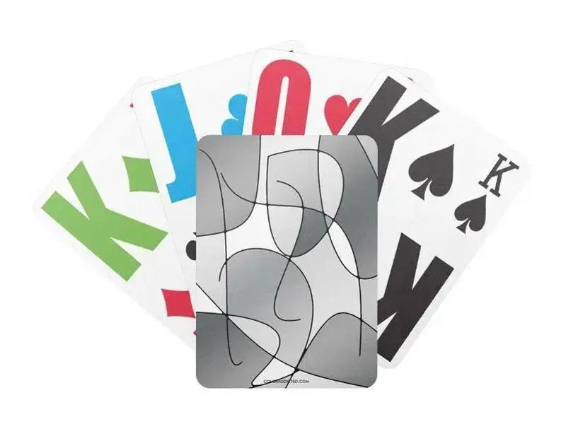Playing Cards-ABSTRACT CURVES #1 Premium Bicycle® E-Z See® LoVision® Playing Cards for visually impaired players-Grays & White-from COLORADDICTED.COM-
