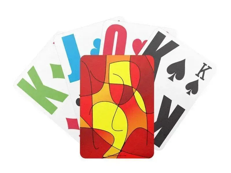 Playing Cards-ABSTRACT CURVES #1 Premium Bicycle® E-Z See® LoVision® Playing Cards for visually impaired players-Reds & Oranges & Yellows-from COLORADDICTED.COM-