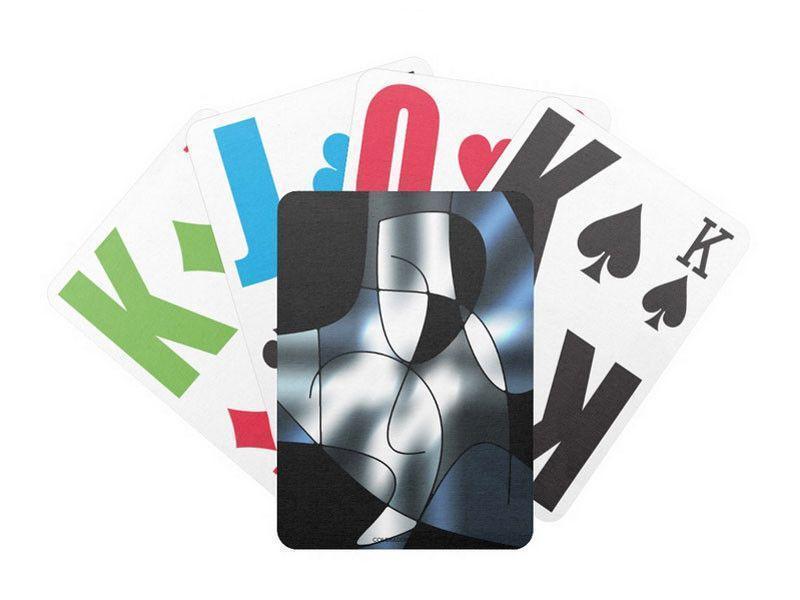 Playing Cards-ABSTRACT CURVES #1 Premium Bicycle® E-Z See® LoVision® Playing Cards for visually impaired players-Black &amp; Grays &amp; White-from COLORADDICTED.COM-