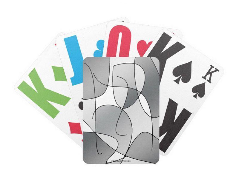 Playing Cards-ABSTRACT CURVES #1 Premium Bicycle® E-Z See® LoVision® Playing Cards for visually impaired players-Grays &amp; White-from COLORADDICTED.COM-