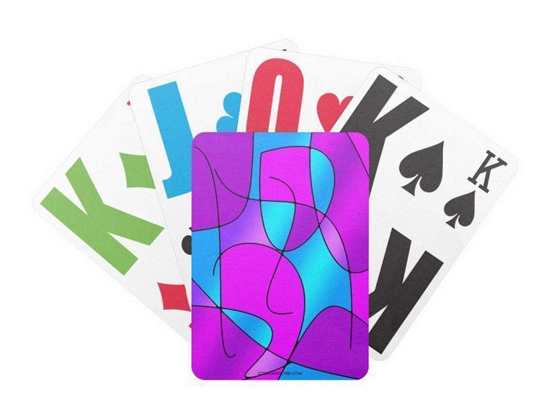 Playing Cards-ABSTRACT CURVES #1 Premium Bicycle® E-Z See® LoVision® Playing Cards for visually impaired players-Purples &amp; Fuchsias &amp; Magentas &amp; Turquoises-from COLORADDICTED.COM-