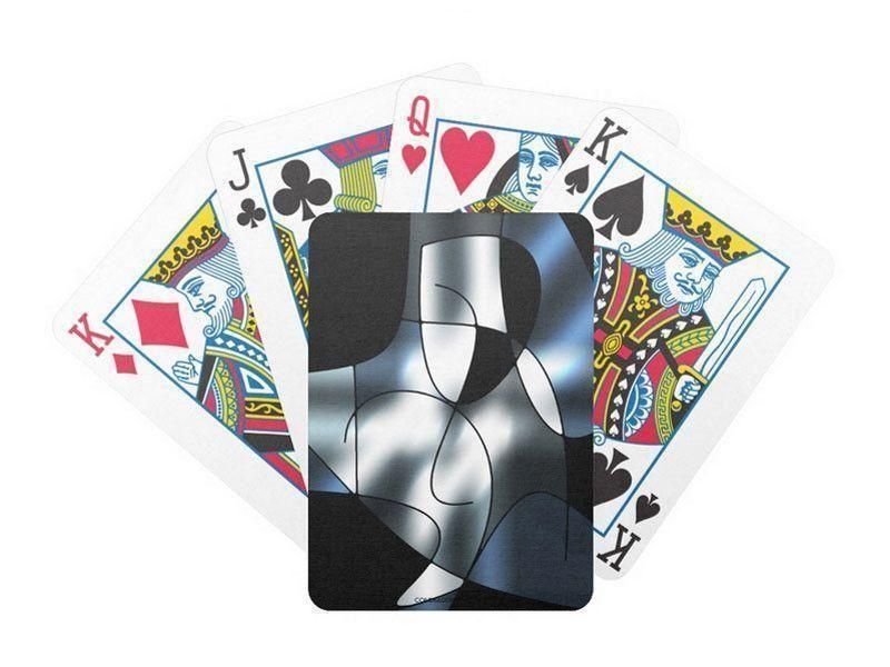 Playing Cards-ABSTRACT CURVES #1 Premium Bicycle® Playing Cards-Black &amp; Grays &amp; White-from COLORADDICTED.COM-