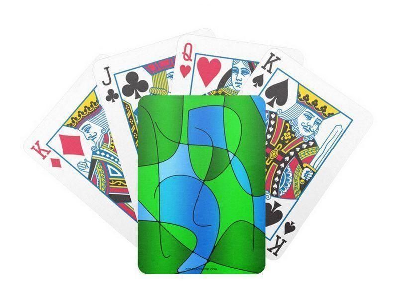 Playing Cards-ABSTRACT CURVES #1 Premium Bicycle® Playing Cards-Greens &amp; Light Blues-from COLORADDICTED.COM-