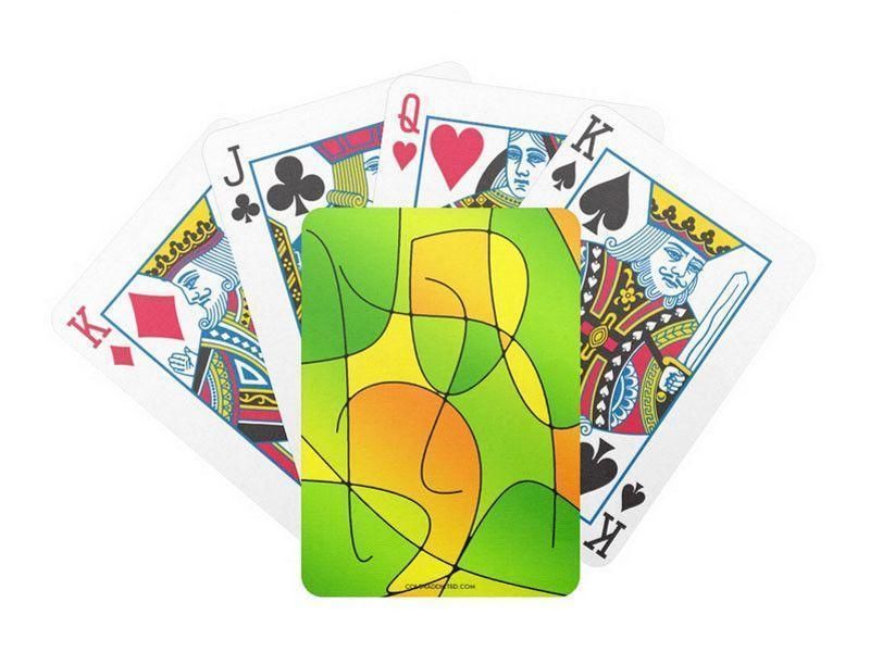 Playing Cards-ABSTRACT CURVES #1 Premium Bicycle® Playing Cards-Greens &amp; Oranges &amp; Yellows-from COLORADDICTED.COM-