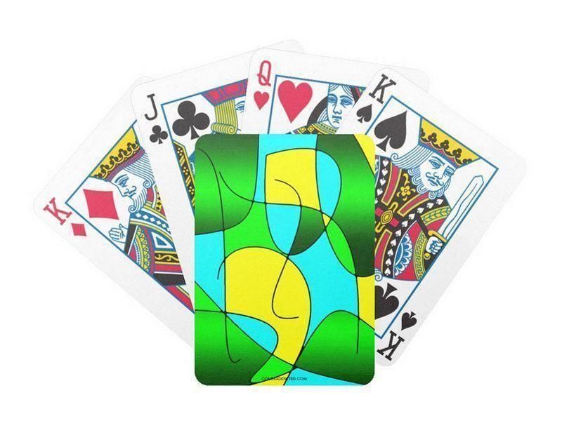 Playing Cards-ABSTRACT CURVES #1 Premium Bicycle® Playing Cards-Greens &amp; Yellows &amp; Light Blues-from COLORADDICTED.COM-