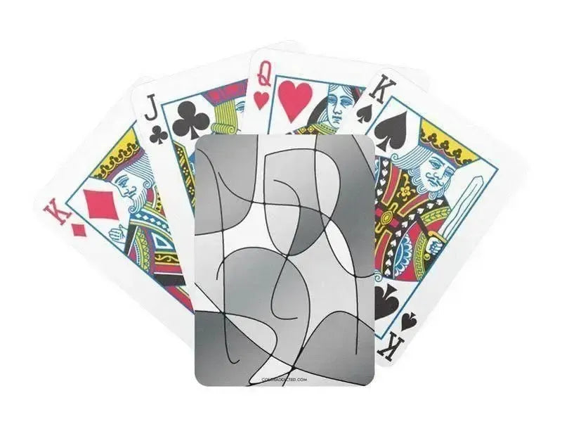 Playing Cards-ABSTRACT CURVES #1 Premium Poker Playing Cards-Grays & White-from COLORADDICTED.COM-