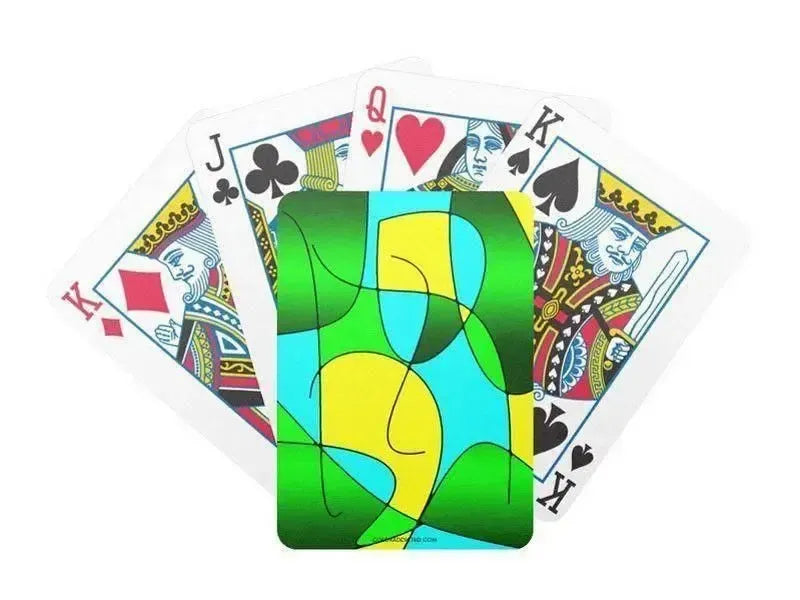 Playing Cards-ABSTRACT CURVES #1 Premium Poker Playing Cards-Greens & Yellows & Light Blues-from COLORADDICTED.COM-
