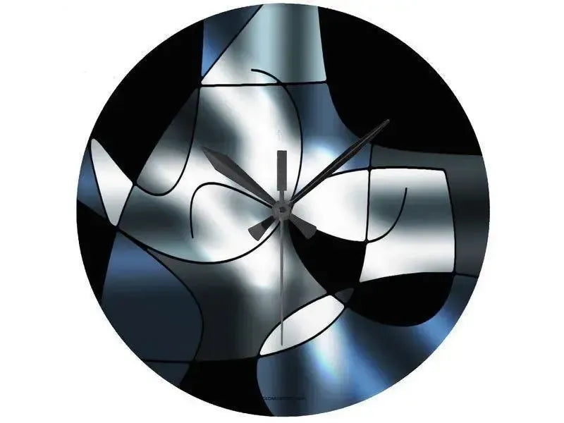 Wall Clocks-ABSTRACT CURVES #1 Round Wall Clocks-Black, Grays & White-from COLORADDICTED.COM-